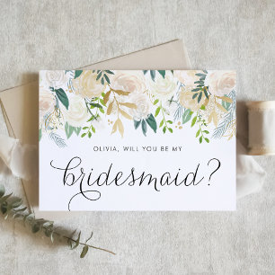 Invitation Élégantes Fleurs D'Ivoire Serez-Vous Ma Femme D'Ac