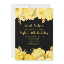 Élégantes Fleurs Jaunes et Dorées Sweet Sixteen