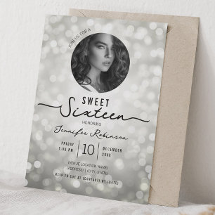 Invitation Élégantes lumières scintillantes Sweet 16 Annivers