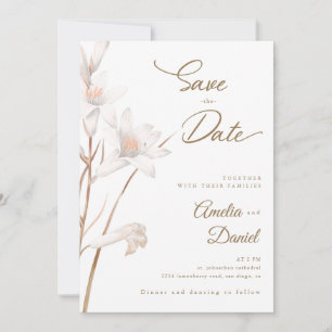 Invitation Élégantes lys blancs mariage Save the Date