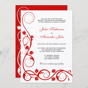 Invitation Élégantes perruques rouges et blanches