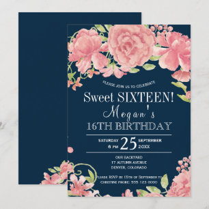 Invitation Élégantes pivoines en fleurs rose pâle sur fond bl
