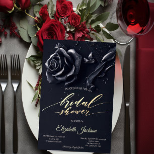 Invitation Élégantes roses bleu foncé Shower gothique de mari