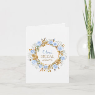 Invitation Élégantes roses bleues poussiéreuses et baby's bre