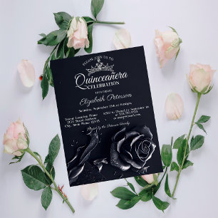 Invitation Élégantes Roses Gothiques Quinceañera