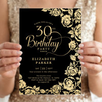 Élégantes Roses Noires et Or pour 30e Anniversaire