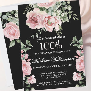 Invitation *Elégantes roses peintes à la main Fête d'annivers