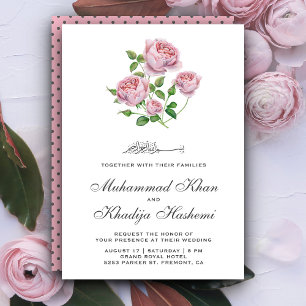 Invitation Élégantes Roses Roses Islamiques Mariage Musulman
