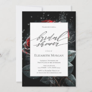 Invitation Élégantes roses rouges pour la douche de mariage n