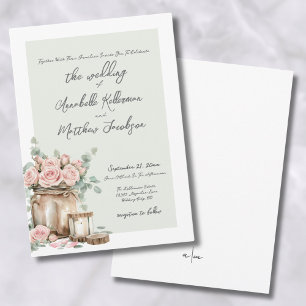 Invitation Élégantes roses rustiques en bocal Mason pour mari