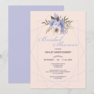 Invitation Élégantes roses violettes à cinq pétales pour la d