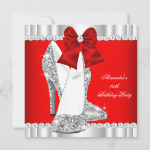 Invitation Elegantes Talons Hauts Rouge Pailleté Glamour Arge