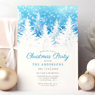 Invitation Élégants pins d'hiver dans la neige Fête de Noël