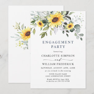 Invitation Élégants Tournesols Eucalyptus FÊTE DE FIANÇAILLES