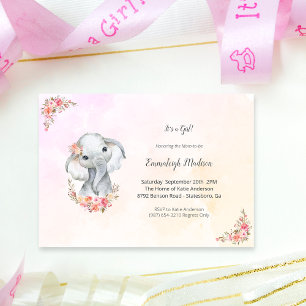 Invitation Élément de Baby Shower Bohème Chic Corail Aquarell