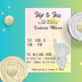 Invitation Élément Fantaisiste Éléfant Sip & See