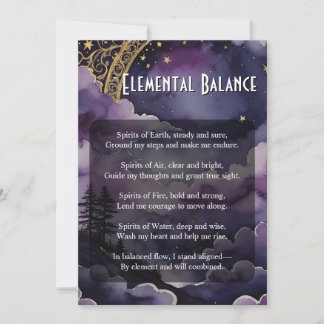 Invitation Elemental Balance Pagan Prayer Ritual Card