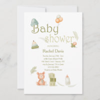 Éléments de baby shower dans l'aquarelle