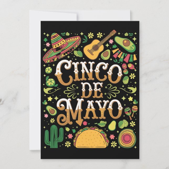Invitation Éléments de fête mignons de Cinco De Mayo (Devant)