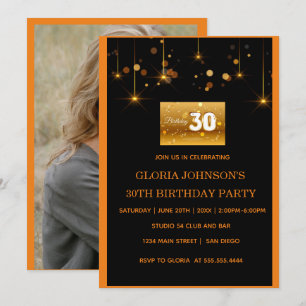 Invitation Éléments de poussière d'or Photo 30e anniversaire