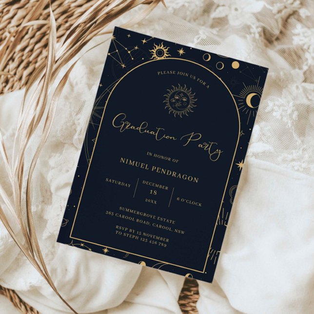 Invitation Éléments de Tarot céleste Début de la fête de grad (Créateur téléchargé)