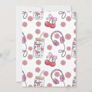 Invitation Éléments rose girly dessinés à la main en motif tr