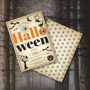 Invitation Éléments vintages adulte fête d'Halloween