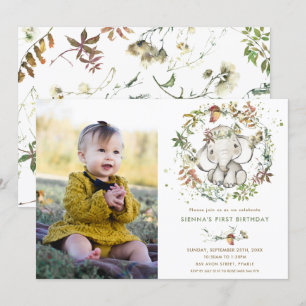 Invitation Elephant Automne Automne Sexe Neutre Anniversaire 