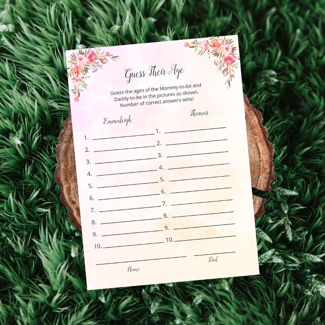 Invitation Elephant Baby shower Devine Son Age Game Card (Créateur téléchargé)