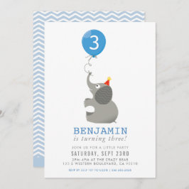 Invitation ELEPHANT & BALLOON mignon fête d'anniversaire invi