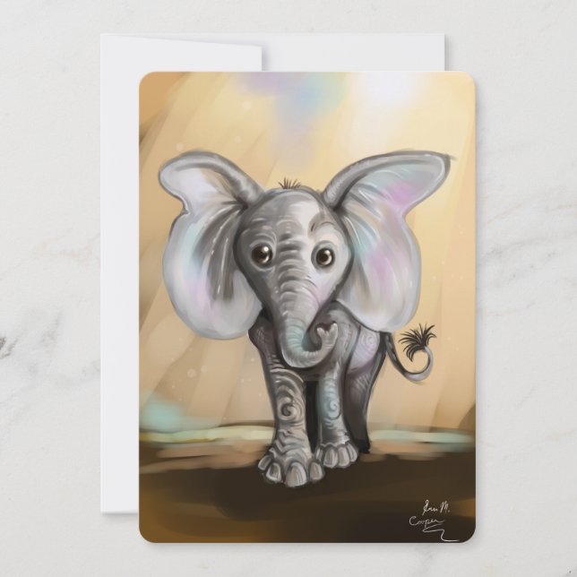 Invitation Eléphant bébé (Devant)