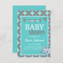 Invitation Eléphant bébé | Baby shower bleu