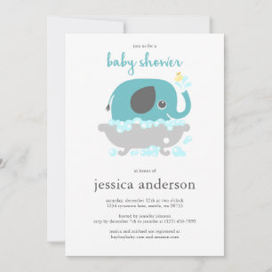 Invitation Elephant dans la baignoire garçon Baby shower Invi