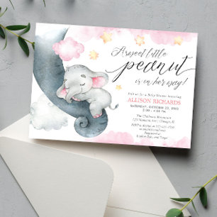 Invitation Eléphant doux petit arachide mignonne fille baby s
