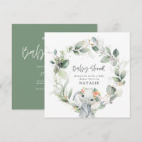 éléphant eucalyptus baby shower vert mignon