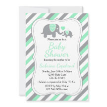 Éléphant Gris et Vert Menthe 🐘 | Baby Shower