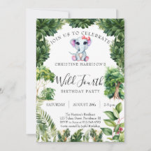 Éléphant Jungle Sauvage Quatrième Anniversaire Fil