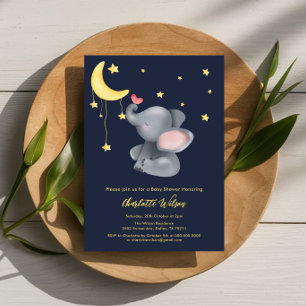 Invitation Eléphant mignon avec petit Baby shower papillon