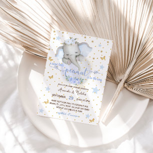 Invitation Eléphant mignon Botanique Élégant Baby Boy Douche