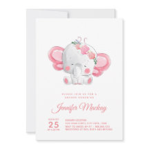 Eléphant mignon, c'est une fille ! Baby shower