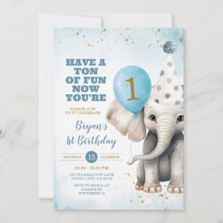 Invitation Eléphant mignon maintenant votre fête d'anniversai