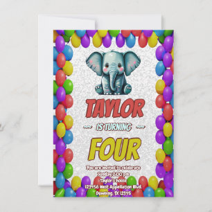 Invitation Eléphant mignon Personnalisé Anniversaire Invitati