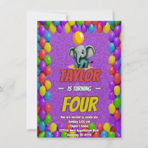 Invitation Eléphant mignon Personnalisé Anniversaire Invitati