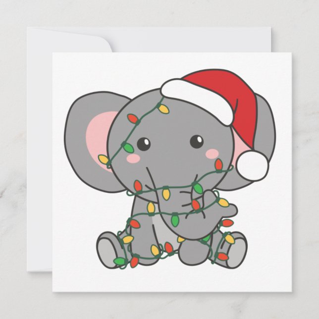 Invitation Éléphant Noël Animaux d'hiver Éléphants Invita (Devant)