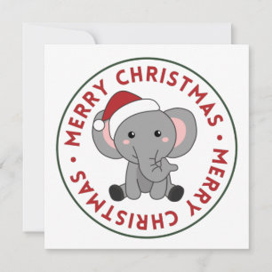 Invitation Éléphant Noël Neige Hiver Animaux Éléphants Je
