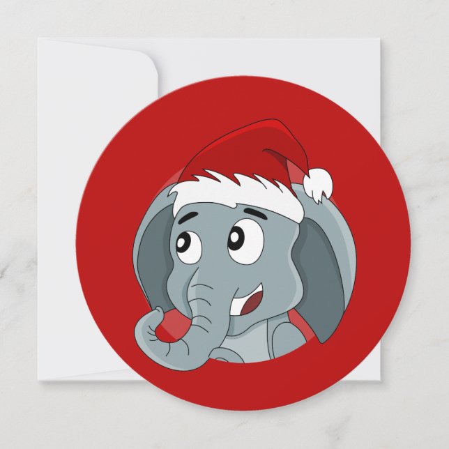 Invitation Elephant Père Noël Christmas Party imprimer l'invi (Devant)