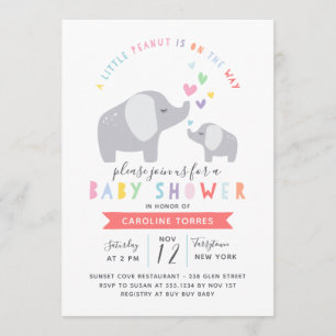Invitation Eléphant Petit Arachide BABY SHOWER Arc en cie