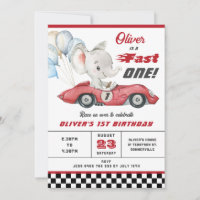 Elephant Red Race Car Fast Un 1er premier annivers