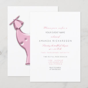 Invitation Elephant rose Baby shower de fête d'anniversaire b