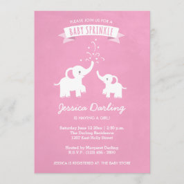 Invitation Eléphant rose Fille bébé saupoudrer douche Invitat